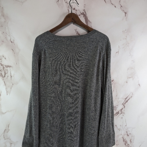 J Crew Sweater Womens Medium Gray Wool V Neck Oversized Slouchy Academia Preppy - Picture 6 of 13